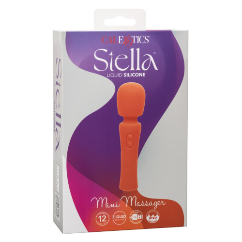 Оранжевый вибромассажер Stella Liquid Silicone Mini Massager - 14,5 см. фото 3