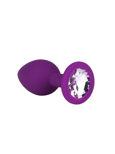 Фиолетовая силиконовая пробка с прозрачным кристаллом - 7,3 см. фото 6