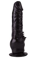 Чёрный фаллоимитатор с клиторальными шипами - 17,8 см.
