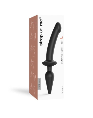 Черный двусторонний фаллоимитатор Strap-On-Me Dildo Plug-In Switch size S фото 2