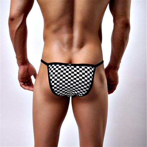 Мужские трусы-танга в черно-белую клетку фото 3