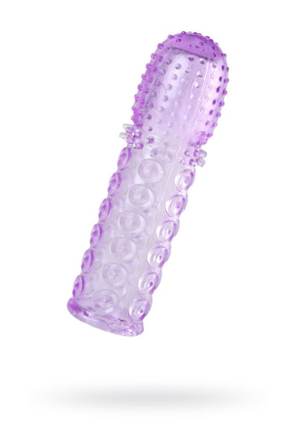 Насадка гелевая фиолетовая с точками, шипами и наплывами - 13,5 см. фото 3