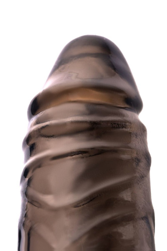 Дымчатая фаллическая насадка с подхватом и закрытой головкой - 16,2 см. фото 4