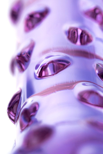 Фиолетовый стеклянный фаллоимитатор с шишечками - 19,5 см. фото 4