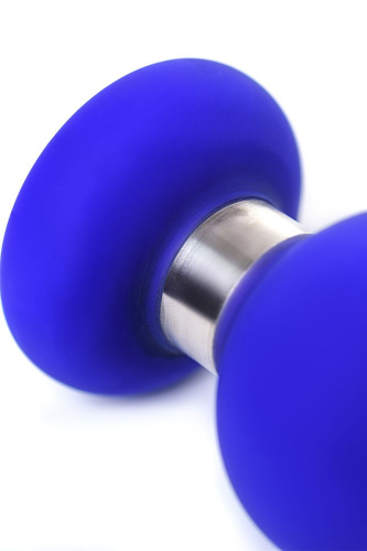 Синяя силиконовая анальная втулка с ограничителем - 13 см. фото 7