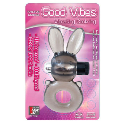 Дымчатое эрекционное кольцо-заяц с вибрацией фото 2