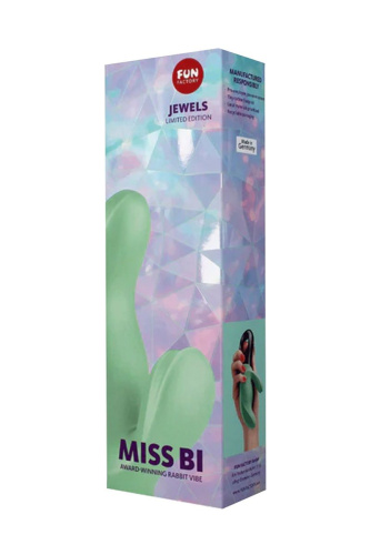 Зеленый вибратор Miss Bi с клиторальным отростком - 17 см. фото 4