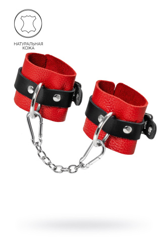 Красно-черные мягкие наручники с одним ремешком с люверсами Красно-черные мягкие наручники с одним ремешком с люверсами