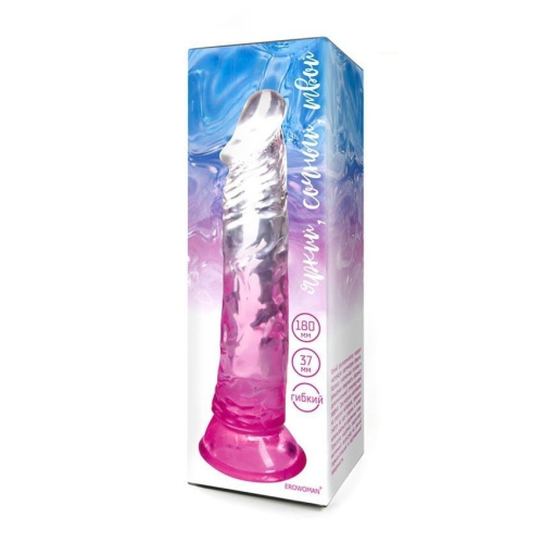 Розовый гибкий фаллоимитатор - 20,5 см. фото 3