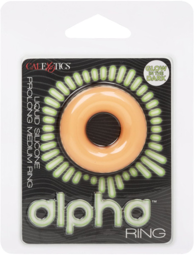 Оранжевое люминесцентное эрекционное кольцо Glow-In-The-Dark Liquid Silicone Prolong Medium Ring фото 4