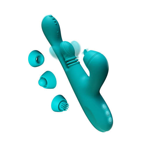 Зеленый инновационный вибратор-кролик Sensa Sway с технологией массажа на 360 градусов - 25 см. фото 3