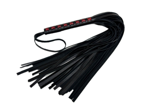 Кожаная плеть Sex Game с красным плетением на рукояти - 57 см. Кожаная плеть Sex Game с красным плетением на рукояти - 57 см.