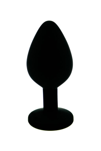 Чёрная силиконовая анальная пробка с изумрудным кристаллом - 7 см. фото 3