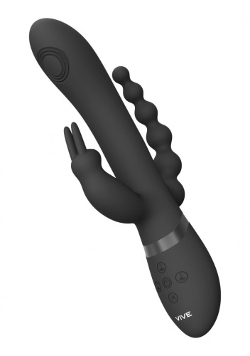 Черный анально-вагинальный вибромассажер Rini - 22,3 см. фото 4