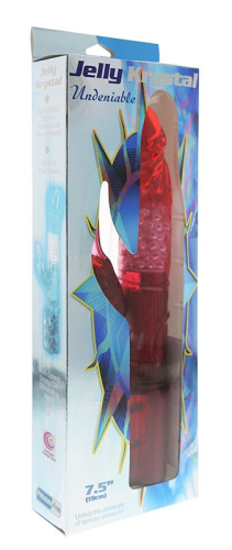 Красный вибратор с клиторальным отростком JK UNDENIABLE 7.5 PEARL DIVER - 19 см. фото 2