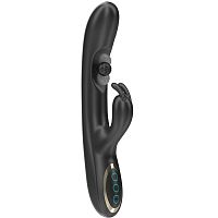 Черный вибратор-кролик с вращающимся шариком - 24,5 см.