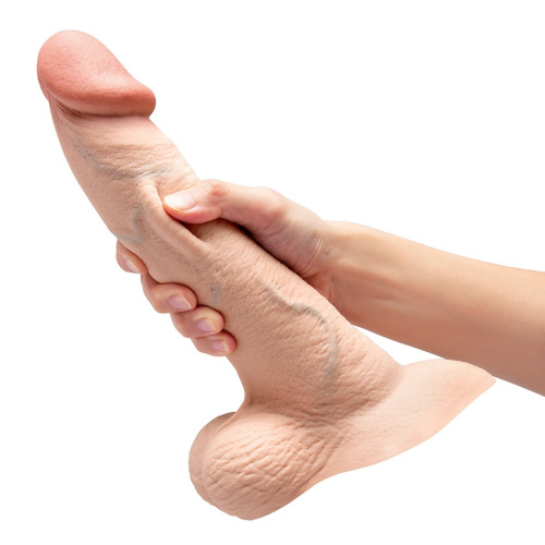 Телесный анальный фаллоимитатор Slipskin 10’’ Curved - 25 см. фото 5