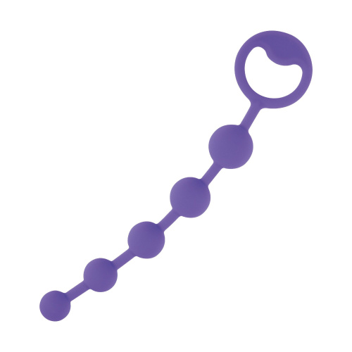 Фиолетовая силиконовая анальная цепочка с ручкой-кольцом - 21 см. Фиолетовая силиконовая анальная цепочка с ручкой-кольцом - 21 см.
