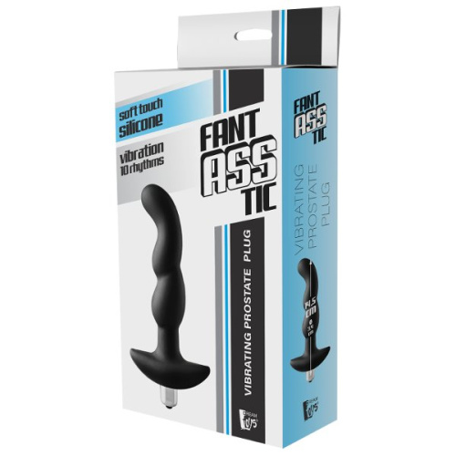 Черная вибропробка для простаты FantASStic Vibrating Prostate Plug - 14,5 см. фото 2