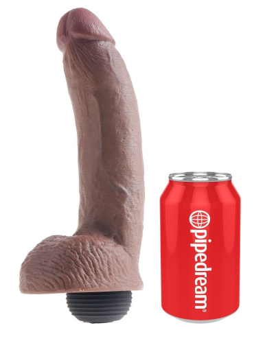 Коричневый фаллоимитатор с эффектом семяизвержения Squirting Cock with Balls - 22,9 см. фото 4