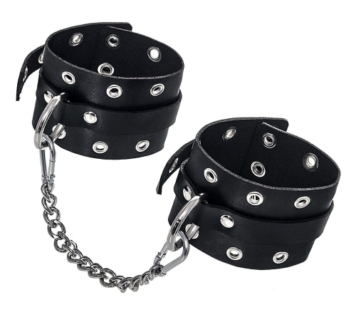 Черные кожаные однослойные оковы с люверсами Черные кожаные однослойные оковы с люверсами