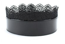 Изящный чёрный ошейник с кружевом