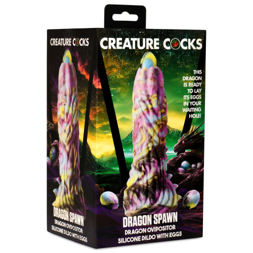 Фантазийный фаллоимитатор Dragon Spawn Dragon Ovipositor Silicone Dildo with Eggs - 18,5 см. фото 2