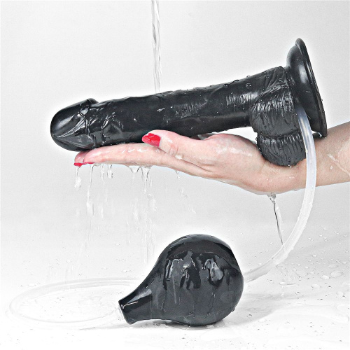 Черный фаллоимитатор Squirt Extreme 9 с имитацией эякуляции - 23 см. фото 2