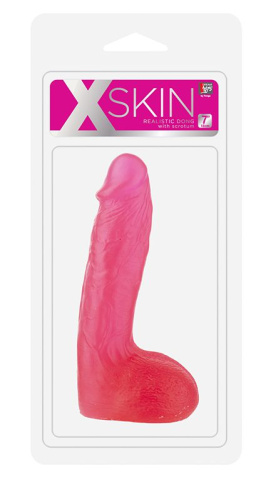 Розовый фаллоимитатор XSKIN 7 PVC DONG - 18 см. фото 2