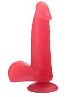 Розовый гелевый дилдо на присоске - 20 см.