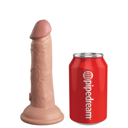 Телесный вибратор-реалистик на присоске 6  Vibrating Silicone Dual Density Cock - 17,8 см. фото 4