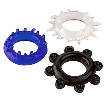 Набор из 3 эрекционных колец разного цвета и рельефа