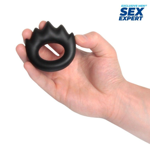 Черное эрекционное кольцо в форме пламени фото 4