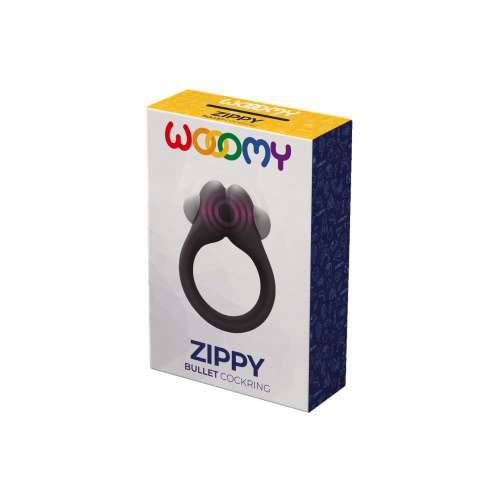 Черное эрекционное кольцо Zippy Vibrating Ring With Bullet фото 3