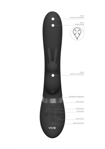 Черный вибромассажер-кролик Taka - 21,3 см. фото 3
