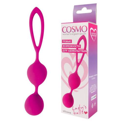 Ярко-розовые вагинальные шарики Cosmo с петелькой фото 2