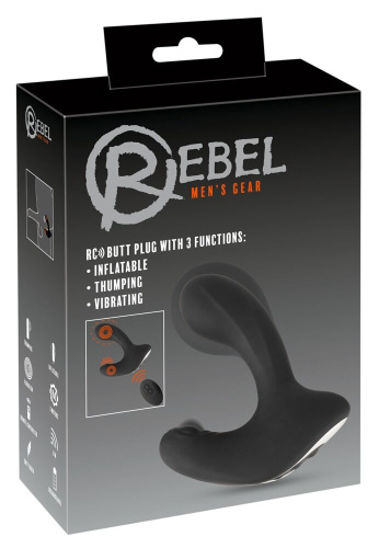 Черная анальная вибропробка с функцией расширения RC Butt Plug with 3 functions фото 2
