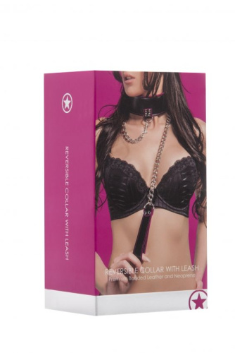 Чёрно-розовый двусторонний ошейник с поводком Reversible Collar with Leash фото 4 Чёрно-розовый двусторонний ошейник с поводком Reversible Collar with Leash фото 4