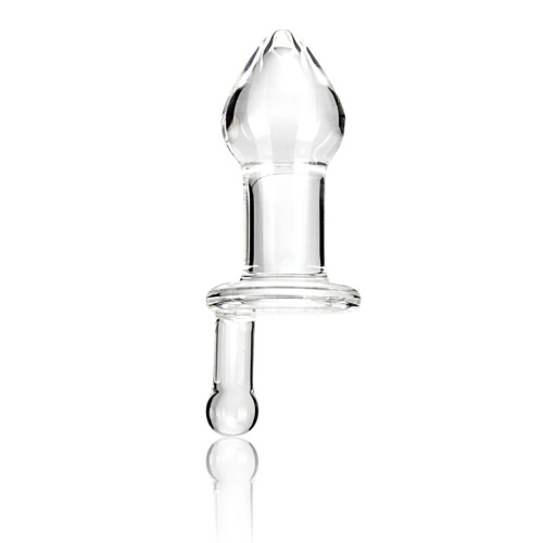 Прозрачный стеклянный анальный плаг с ручкой Glass Juicer - 12,7 см.