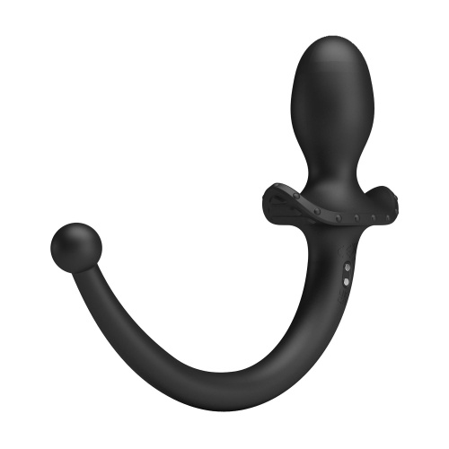 Черная анальная вибропробка с хвостом Anthony фото 4