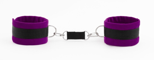 Фиолетово-черные наручники My rules на сцепке фото 4