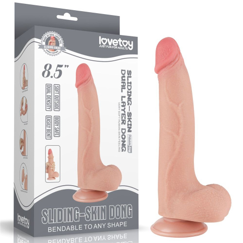 Телесный фаллоимитатор 8.5 Sliding Skin Dual Layer Dong - 20 см. фото 2