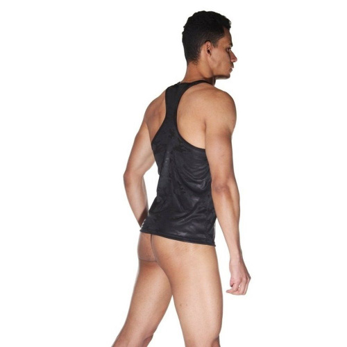 Мужской комплект из гладкой черной тянущейся ткани: майка и трусы фото 2