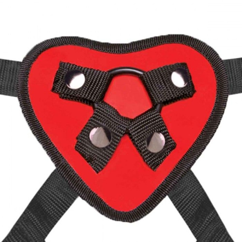 Красный поясной фаллоимитатор Red Heart Strap on Harness & 5in Dildo Set - 12,25 см. фото 4