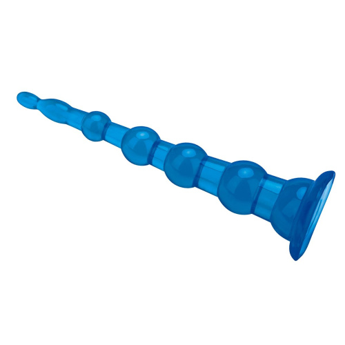 Голубая анальная елочка на присоскеAnal Beads With Suction Base - 21,6 см. фото 3