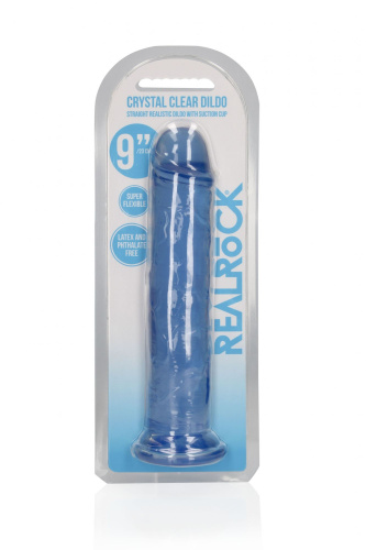 Синий фаллоимитатор Crystal Clear на присоске - 25 см. фото 2