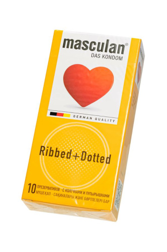 Презервативы с колечками и пупырышками Masculan Ribbed+Dotted - 10 шт. фото 2