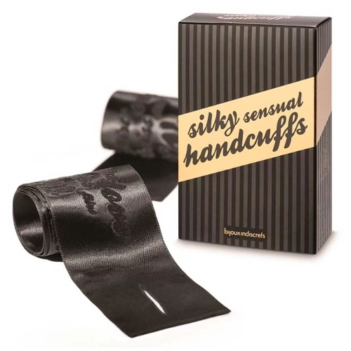 Черные ленты для связывания SILKY SENSUAL HANDCUFFS фото 2