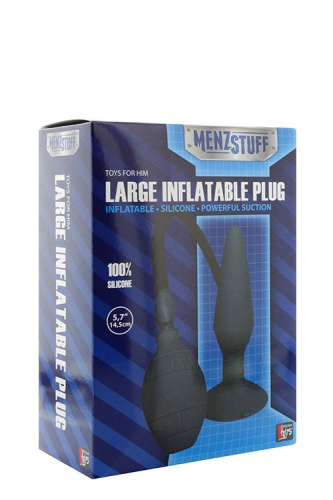 Чёрная анальная втулка с функцией расширения Large Inflatable Plug - 14,5 см. фото 2