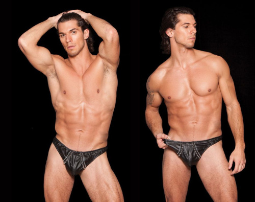 Мужские трусики-тонги из перфорированной кожи фото 2